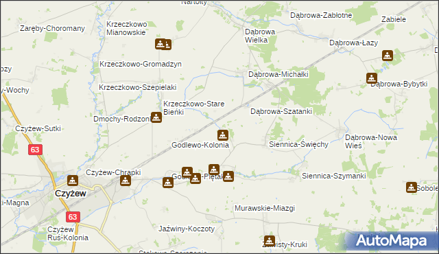 mapa Siennica-Pietrasze, Siennica-Pietrasze na mapie Targeo