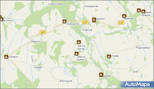 mapa Sienno Górne, Sienno Górne na mapie Targeo