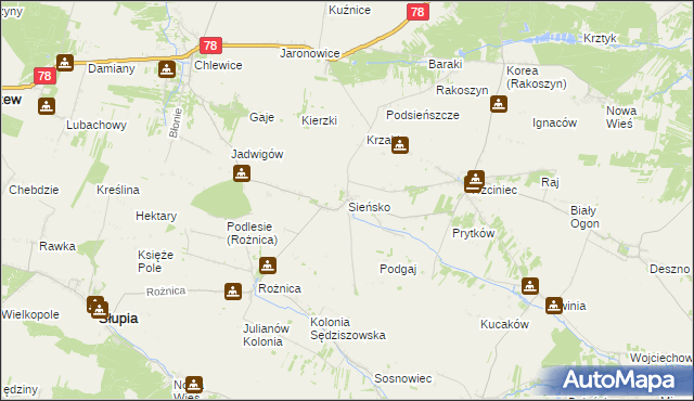 mapa Sieńsko, Sieńsko na mapie Targeo