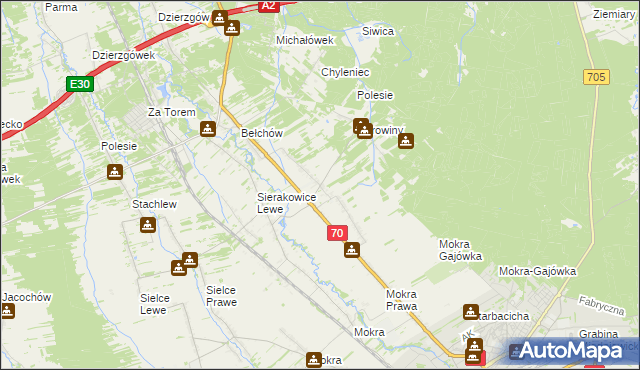 mapa Sierakowice Prawe, Sierakowice Prawe na mapie Targeo