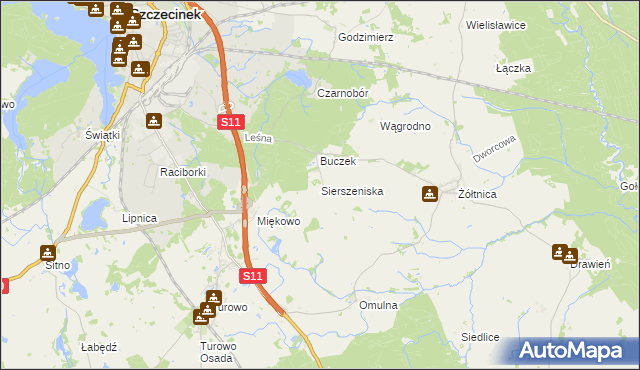 mapa Sierszeniska, Sierszeniska na mapie Targeo