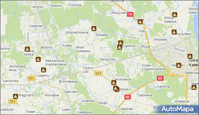 mapa Sierzchów gmina Góra Kalwaria, Sierzchów gmina Góra Kalwaria na mapie Targeo