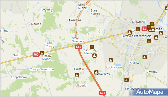 mapa Sierzputy Młode, Sierzputy Młode na mapie Targeo