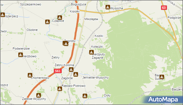 mapa Sierzputy Zagajne, Sierzputy Zagajne na mapie Targeo