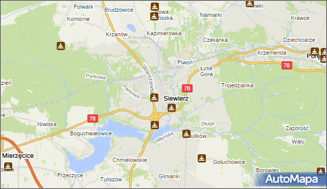 mapa Siewierz, Siewierz na mapie Targeo