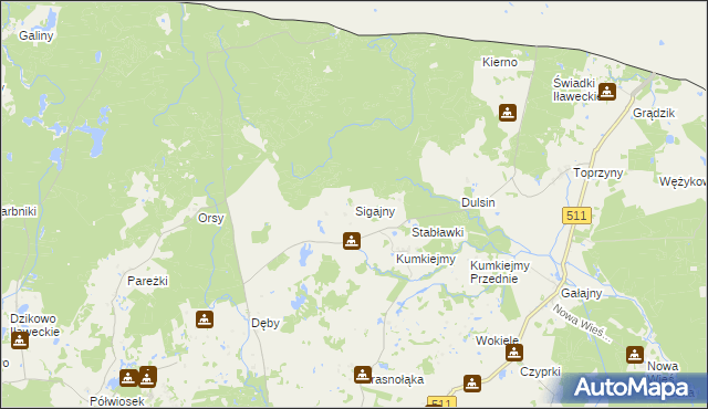 mapa Sigajny, Sigajny na mapie Targeo