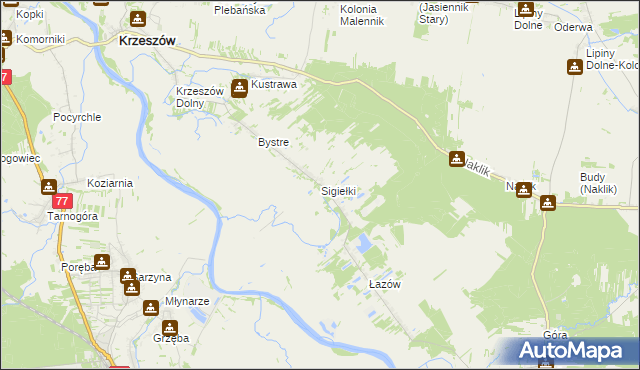mapa Sigiełki, Sigiełki na mapie Targeo