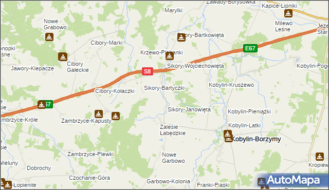 mapa Sikory-Tomkowięta, Sikory-Tomkowięta na mapie Targeo