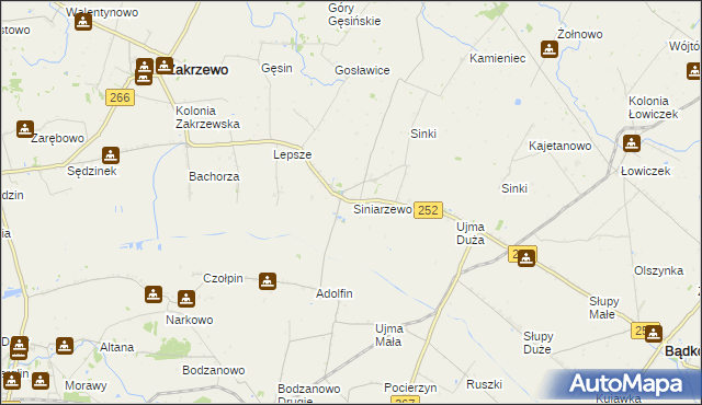 mapa Siniarzewo, Siniarzewo na mapie Targeo