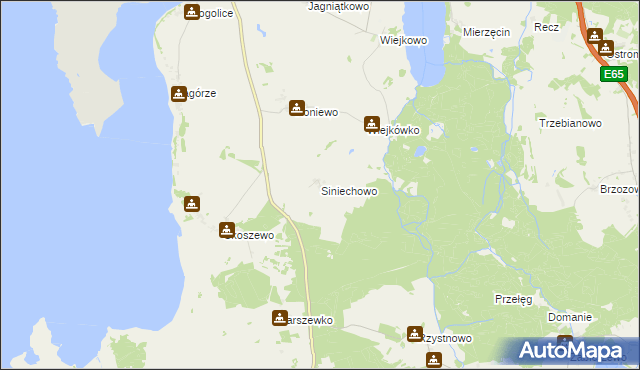 mapa Siniechowo, Siniechowo na mapie Targeo