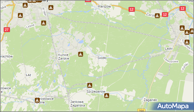 mapa Siodło gmina Żary, Siodło gmina Żary na mapie Targeo