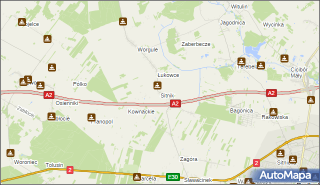 mapa Sitnik gmina Biała Podlaska, Sitnik gmina Biała Podlaska na mapie Targeo