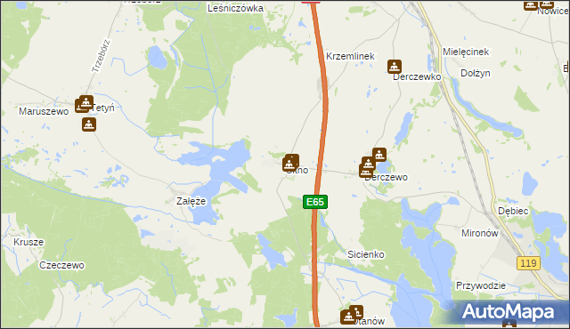 mapa Sitno gmina Myślibórz, Sitno gmina Myślibórz na mapie Targeo