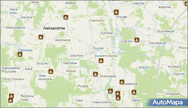 mapa Siucice-Kolonia, Siucice-Kolonia na mapie Targeo