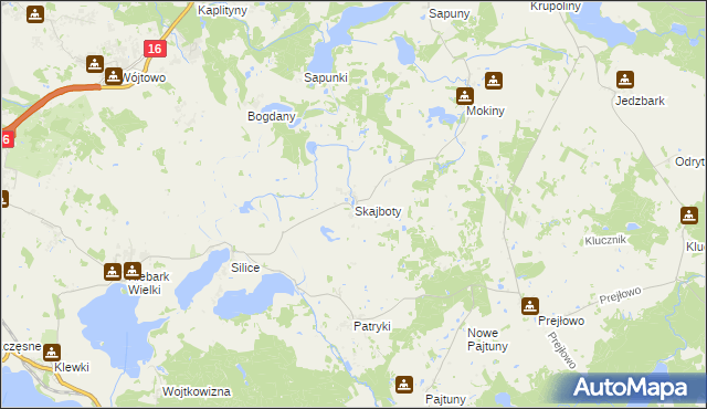 mapa Skajboty, Skajboty na mapie Targeo