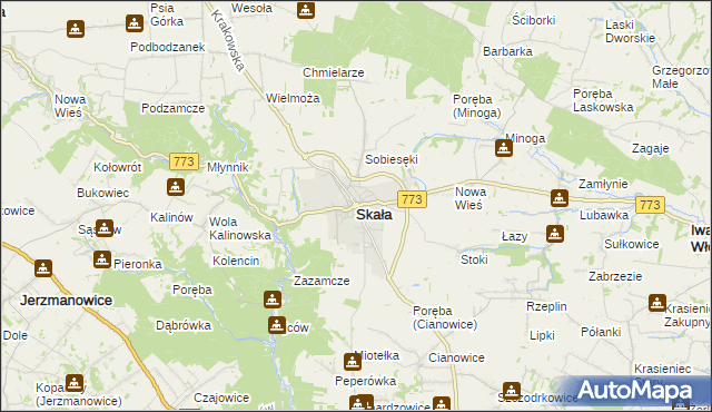 mapa Skała powiat krakowski, Skała powiat krakowski na mapie Targeo