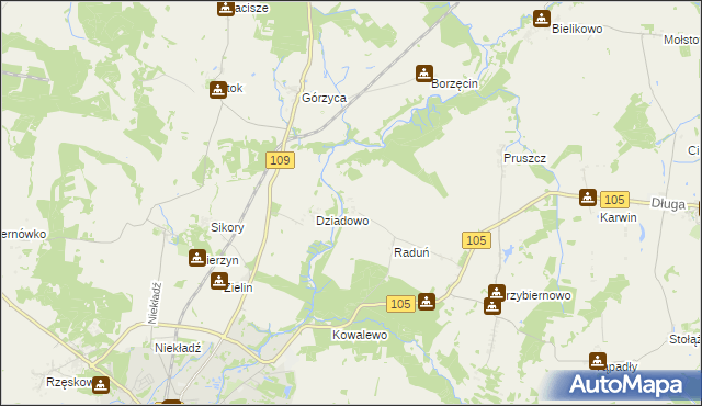 mapa Skalin gmina Gryfice, Skalin gmina Gryfice na mapie Targeo