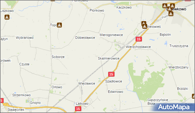 mapa Skalmierowice gmina Gniewkowo, Skalmierowice gmina Gniewkowo na mapie Targeo