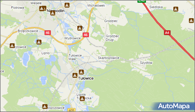 mapa Skarbiszowice, Skarbiszowice na mapie Targeo