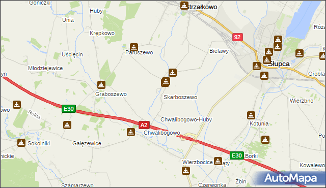 mapa Skarboszewo gmina Strzałkowo, Skarboszewo gmina Strzałkowo na mapie Targeo