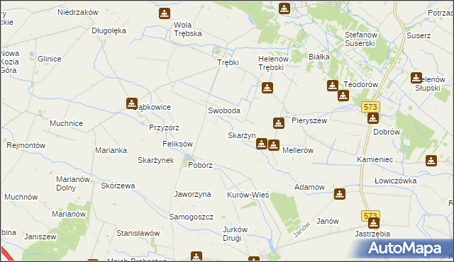 mapa Skarżyn gmina Oporów, Skarżyn gmina Oporów na mapie Targeo