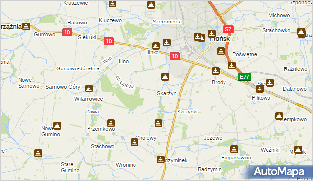 mapa Skarżyn gmina Płońsk, Skarżyn gmina Płońsk na mapie Targeo