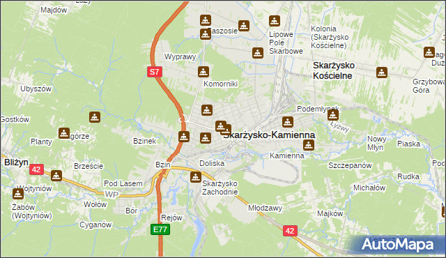 mapa Skarżysko-Kamienna, Skarżysko-Kamienna na mapie Targeo