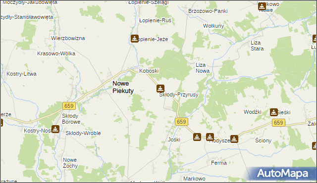 mapa Skłody-Przyrusy, Skłody-Przyrusy na mapie Targeo