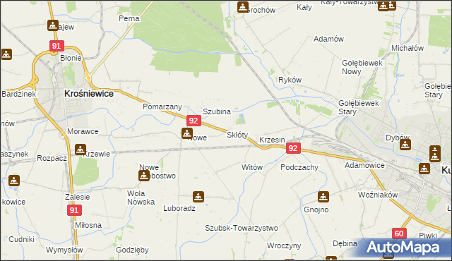 mapa Skłóty, Skłóty na mapie Targeo