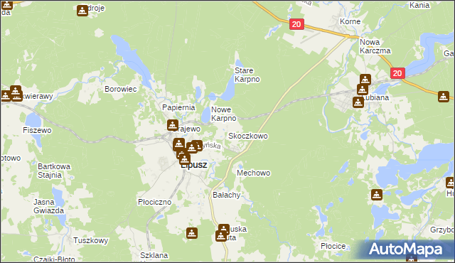 mapa Skoczkowo gmina Lipusz, Skoczkowo gmina Lipusz na mapie Targeo