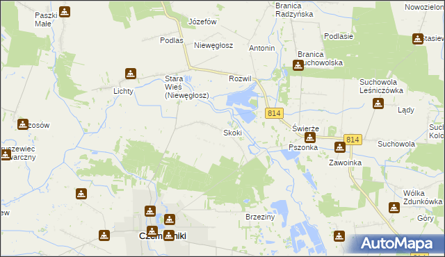 mapa Skoki gmina Czemierniki, Skoki gmina Czemierniki na mapie Targeo