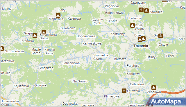 mapa Skomielna Czarna, Skomielna Czarna na mapie Targeo