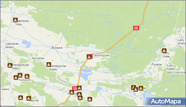 mapa Skoroszów gmina Trzebnica, Skoroszów gmina Trzebnica na mapie Targeo