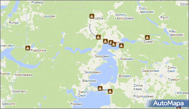 mapa Skoszewo gmina Brusy, Skoszewo gmina Brusy na mapie Targeo