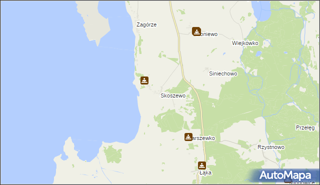 mapa Skoszewo gmina Wolin, Skoszewo gmina Wolin na mapie Targeo