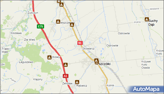 mapa Skowarcz, Skowarcz na mapie Targeo