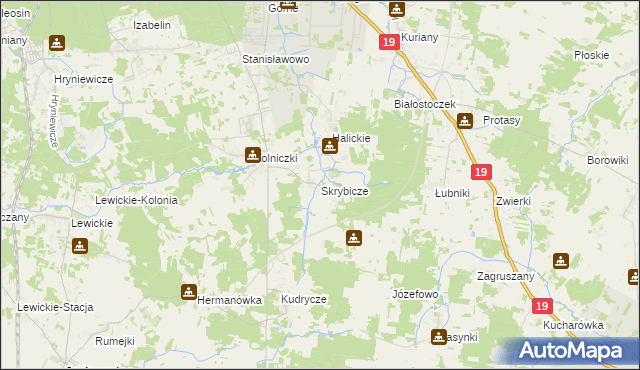 mapa Skrybicze, Skrybicze na mapie Targeo