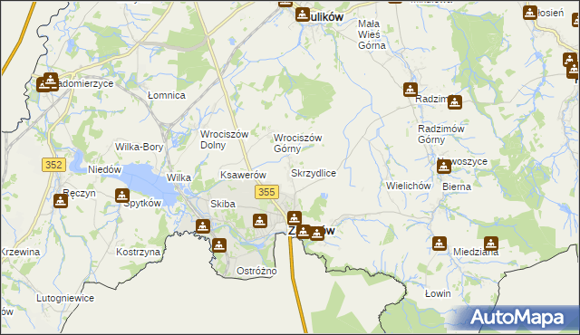 mapa Skrzydlice, Skrzydlice na mapie Targeo