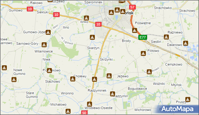 mapa Skrzynki gmina Płońsk, Skrzynki gmina Płońsk na mapie Targeo