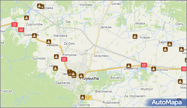 mapa Skrzyńsko, Skrzyńsko na mapie Targeo