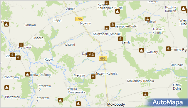 mapa Skupie gmina Mokobody, Skupie gmina Mokobody na mapie Targeo