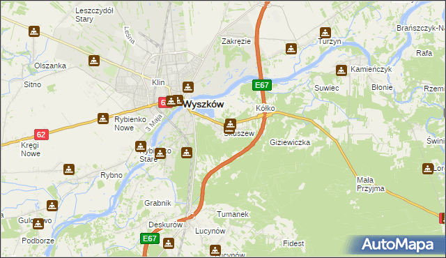 mapa Skuszew, Skuszew na mapie Targeo