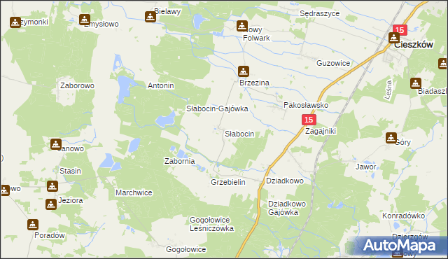 mapa Słabocin, Słabocin na mapie Targeo