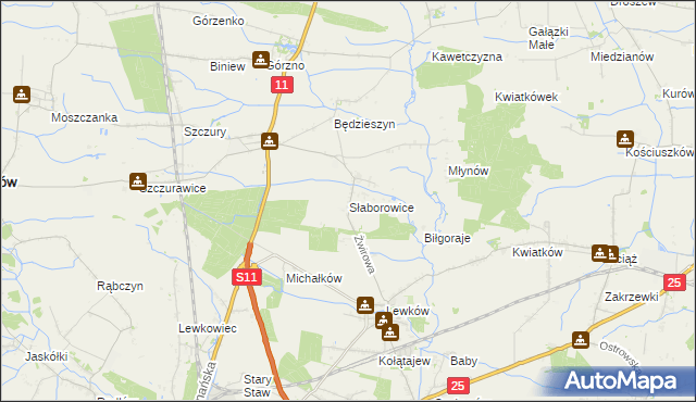 mapa Słaborowice, Słaborowice na mapie Targeo