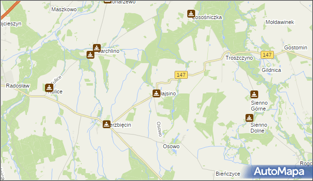 mapa Słajsino, Słajsino na mapie Targeo