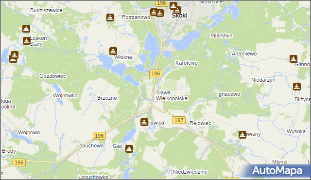 mapa Sława Wielkopolska, Sława Wielkopolska na mapie Targeo