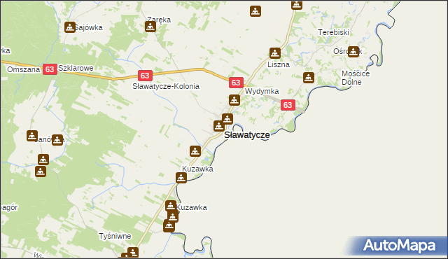 mapa Sławatycze, Sławatycze na mapie Targeo