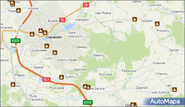 mapa Sławiny, Sławiny na mapie Targeo