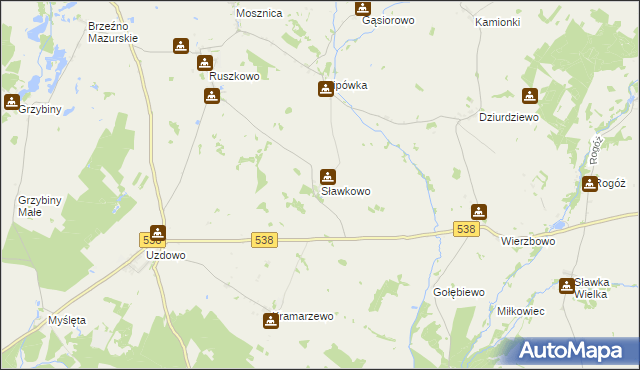 mapa Sławkowo gmina Działdowo, Sławkowo gmina Działdowo na mapie Targeo