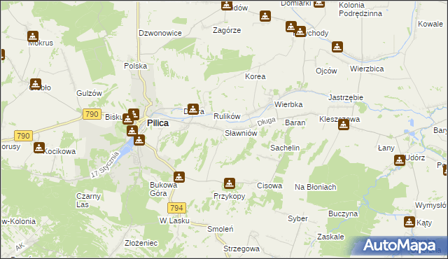 mapa Sławniów, Sławniów na mapie Targeo